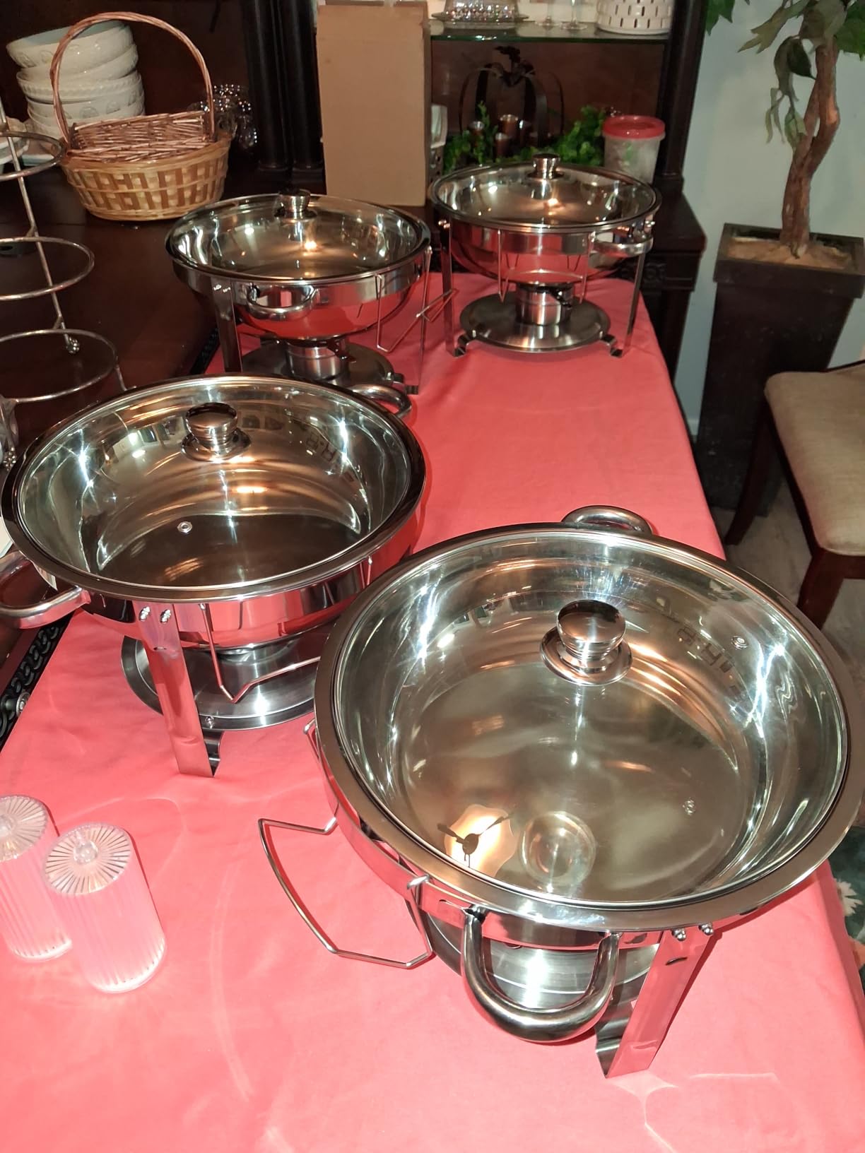 Rengue 6QT Chafing Dishes for Buffet, 4 Pack Stainless Steel Round Chafing Dish Buffet Set, Heating and Cooling Buffet Servers and Warmers, Food Warmers for Parties Buffet, Gatherings, Banquets, Weddings customer photo 1