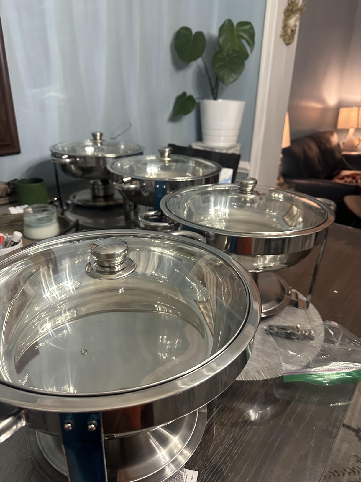 Rengue 6QT Chafing Dishes for Buffet, 4 Pack Stainless Steel Round Chafing Dish Buffet Set, Heating and Cooling Buffet Servers and Warmers, Food Warmers for Parties Buffet, Gatherings, Banquets, Weddings customer photo 2