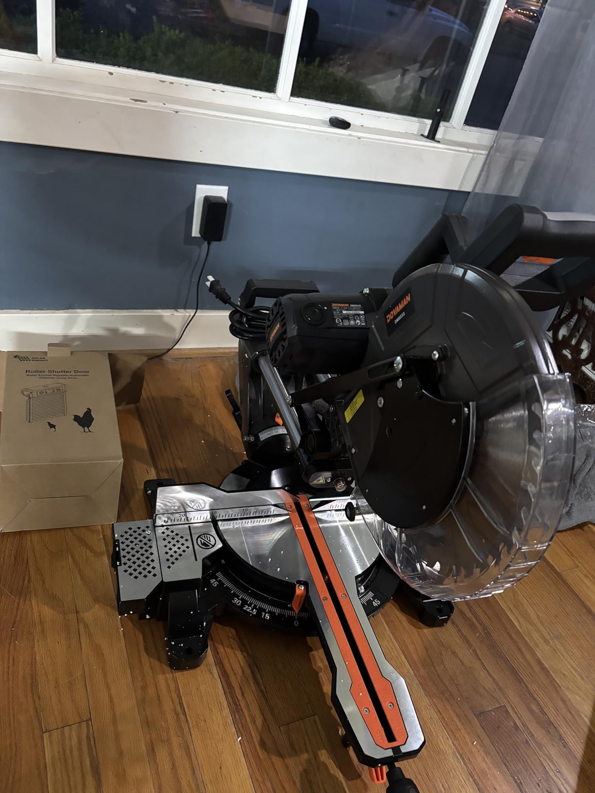 DOVAMAN 12-Inch Dual-Bevel Miter Saw, Compound Sliding Miter Saw, Ambidextrous Operation, 3800RPM, 4.2 x 13in Cutting Capacity, Laser Guide, 0-45 Degree Bevel and Miter Cut, 9 Positive Stops, 15-Amp Corded customer photo 1