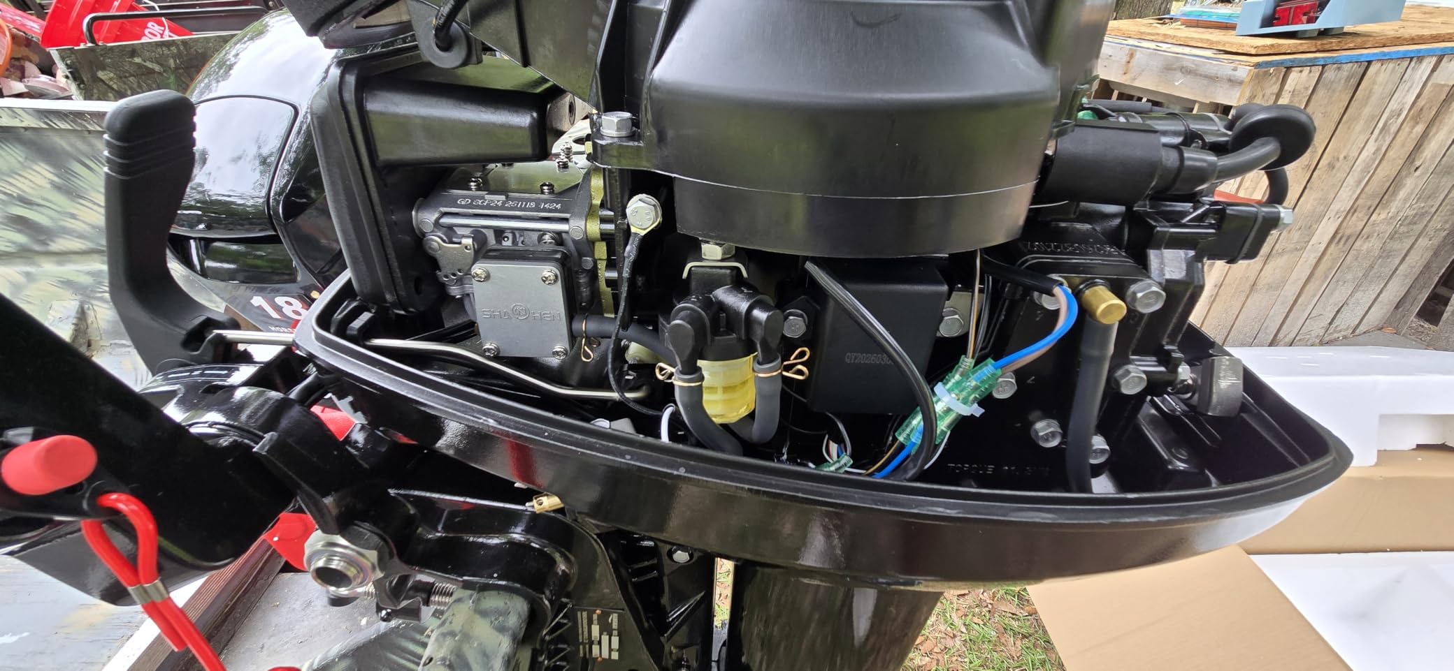 2 Stroke 18 HP HangKai Outboard Motor Boat Engine, Heavy Duty CDI Water Cooling System Short Shaft, CDI Ignition System for Motorboat, Fishing Boat, Wooden Boat and Rubber Boat customer photo 1