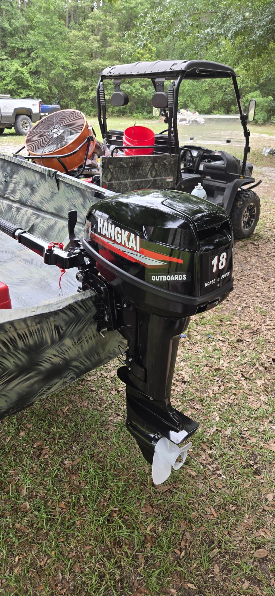 2 Stroke 18 HP HangKai Outboard Motor Boat Engine, Heavy Duty CDI Water Cooling System Short Shaft, CDI Ignition System for Motorboat, Fishing Boat, Wooden Boat and Rubber Boat customer photo 2