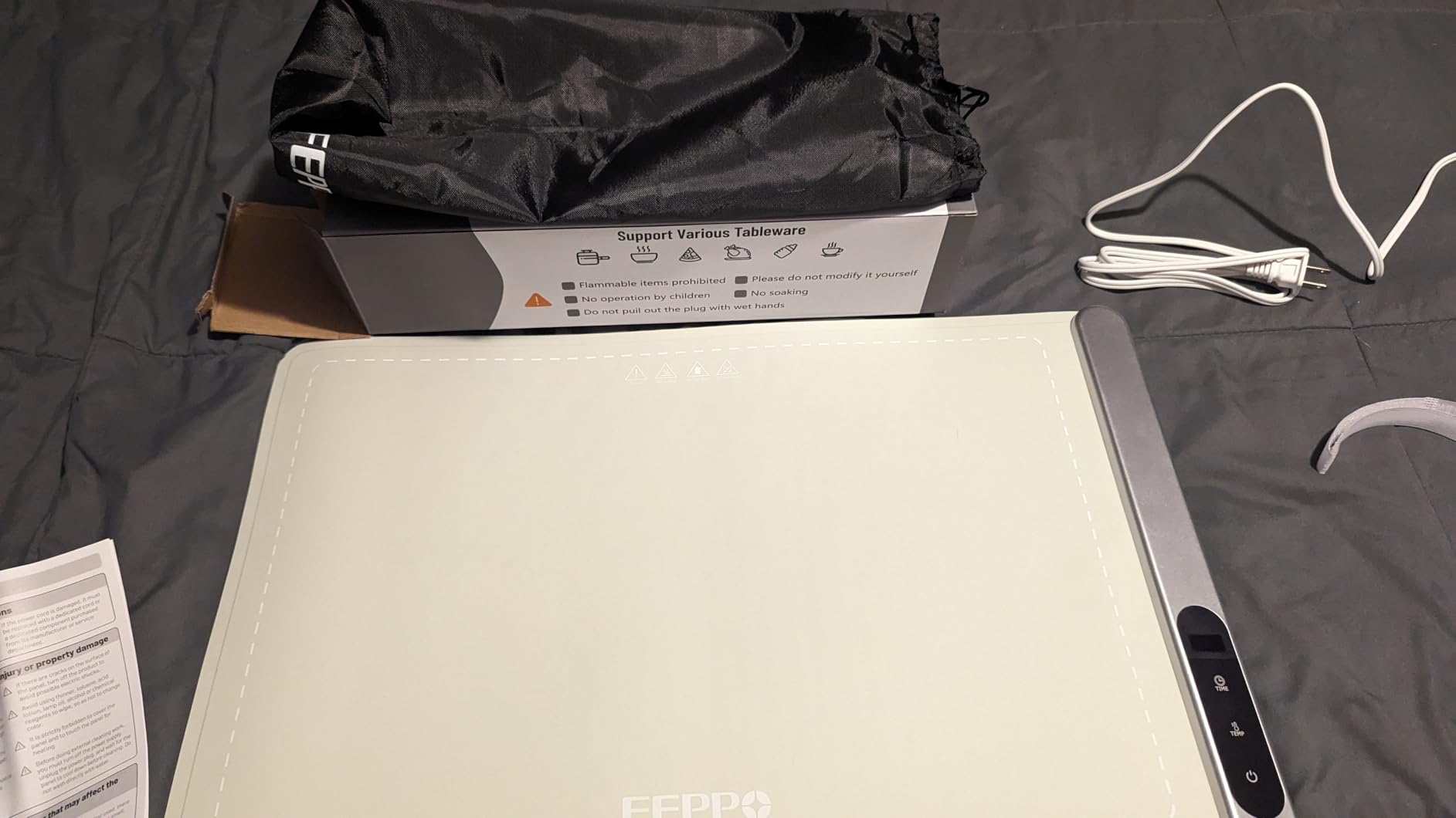 FEPPO Food Warming Mat, Upgrade High-tech Heating System, Fast Full Surface Electric Warming Tray with 6 Level Adjustable Temperature and 6 Hours Timer, Roll Up Food Warmers for Parties Buffet customer photo 1
