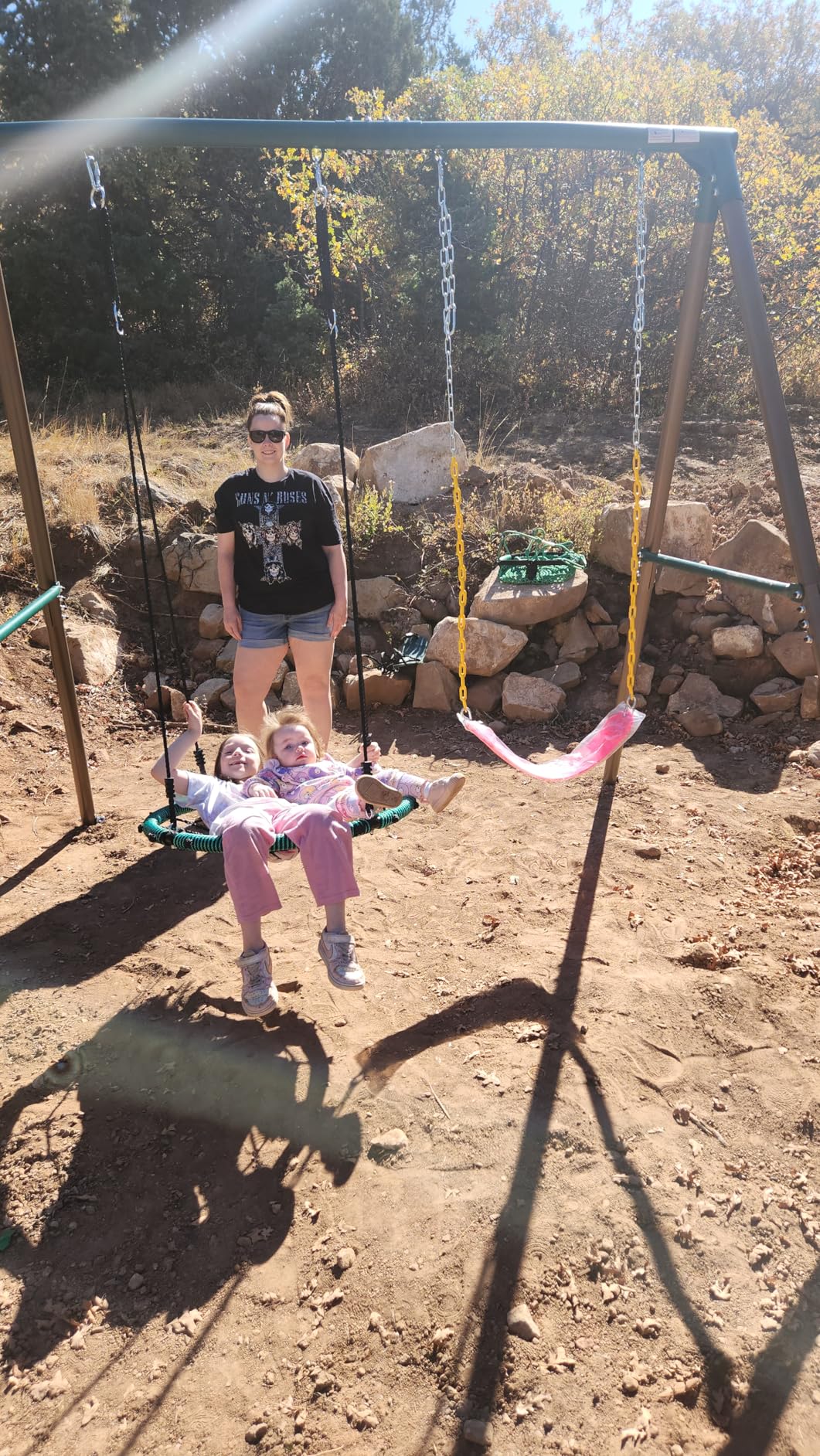 Hapfan 7.5ft Tall Swing Sets for Backyard, 500lbs Heavy Duty Metal Swing Set for Kids and Adults with Spider Swing and Belt Swing, A-Frame Outdoor Swingset Play Equipment customer photo 1