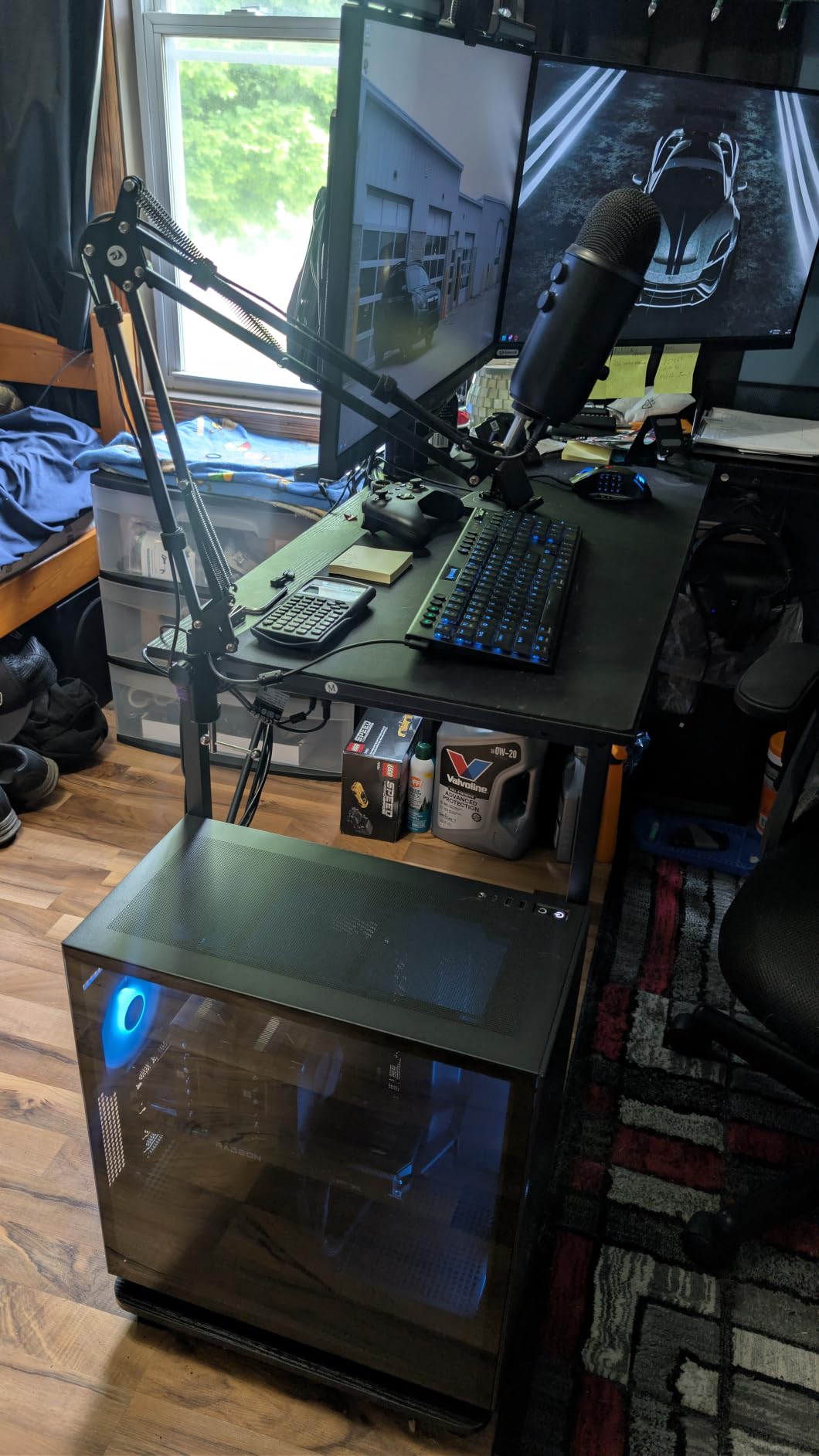 ODK 53 Inch L Shaped Gaming Desk with LED Lighting, Reversible Desk with Power Outlets, Corner Computer Table with Storage Shelves & Bag & Iron Hook, Home Office Table for Writing, Study, Black customer photo 1