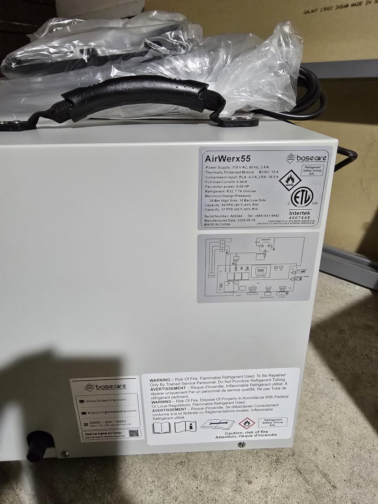 BaseAire Crawlspace Dehumidifier with Pump, Intelligent Dehumidifiers for Commercial, Basement, 70 pints, Compact, Auto Defrost, Memory Starting, Up to 1000 Sq Ft customer photo 1