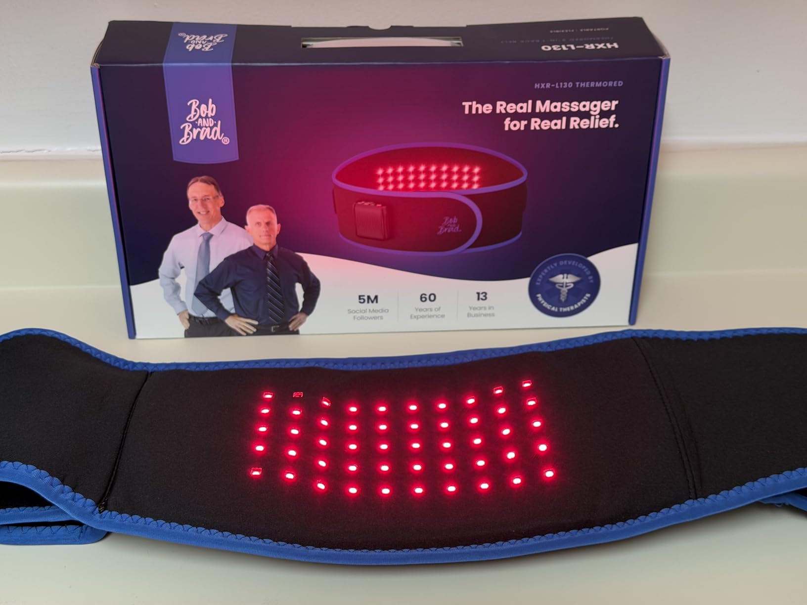 BOB AND BRAD ThermoRed Heating Pad Belt Massager for Lower Back Support, FSA Cordless Wearable Near Infrared Heat & Red Light Lumbar Back Wrap with Adjustable Vibration HSA Eligible, Gift for Family customer photo 1