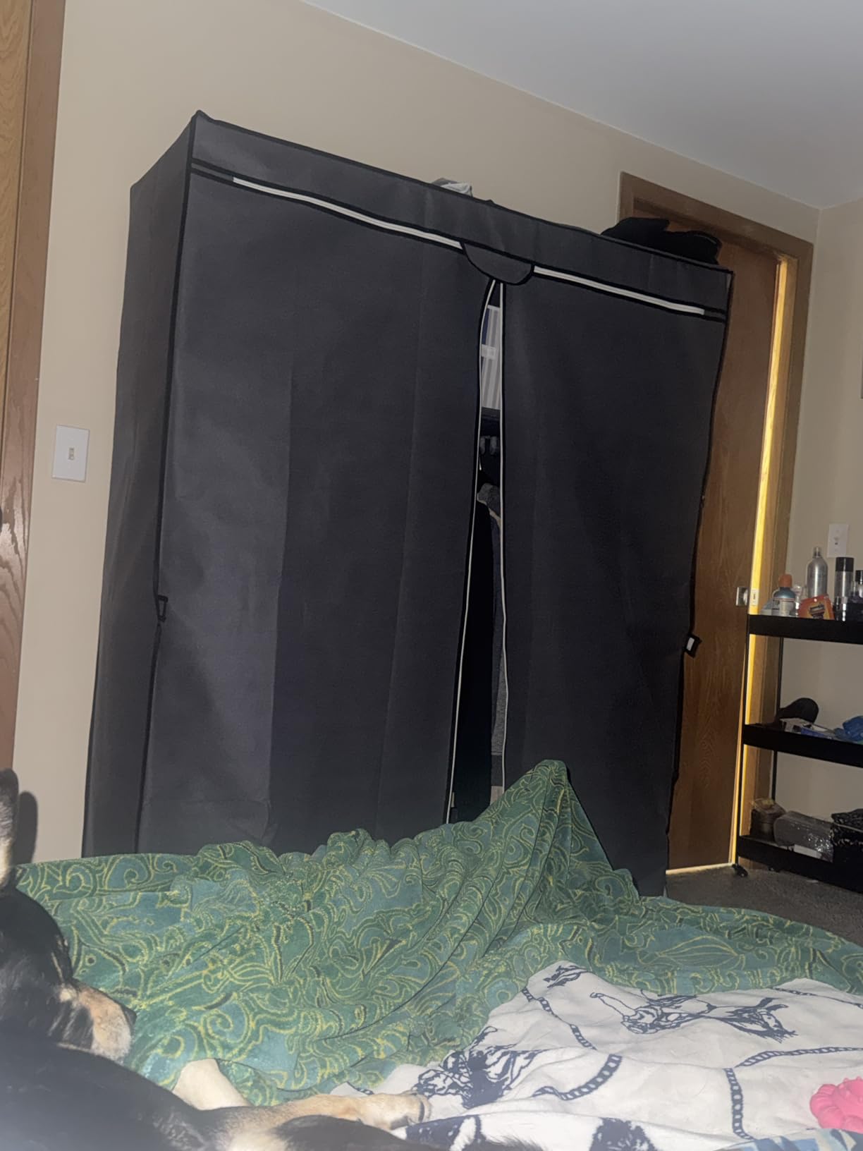 Wardrobe Closet, Quick and Easy Assembly, Black Portable Closet with 2 Hanging Rods 4 Storage Shelves and 8 Side Pockets, Sturdy and Stable Clothes Rack with Cover, for Bedroom and Dormitory customer photo 2