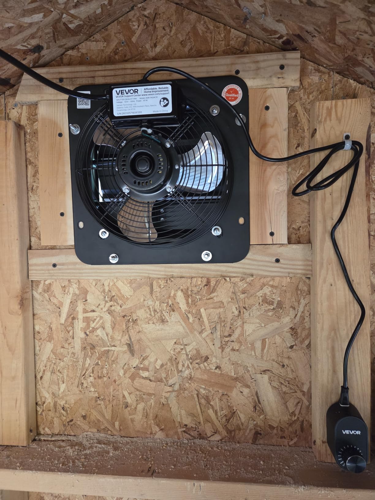 VEVOR 10'' Exhaust Fan, Wall Mounted Attic Fan with Variable Speed controller, 900 CFM, Automatic Shutter, Ventilation and Cooling, Black customer photo 1