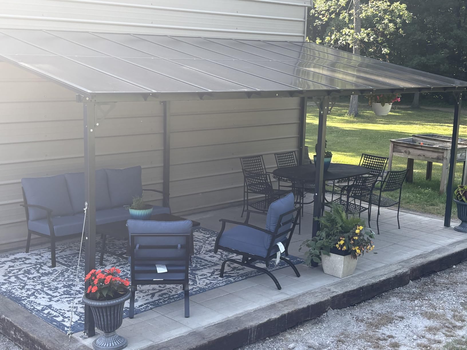 10' x 20' Lean to Gazebo Pergola, Hardtop Gazebo Metal Large Galvanized Steel Wall Mounted Pergolas on Clearance with Polycarbonate Roof, Awnings, Patio Canopy for Backyard, Deck, Porch customer photo 1
