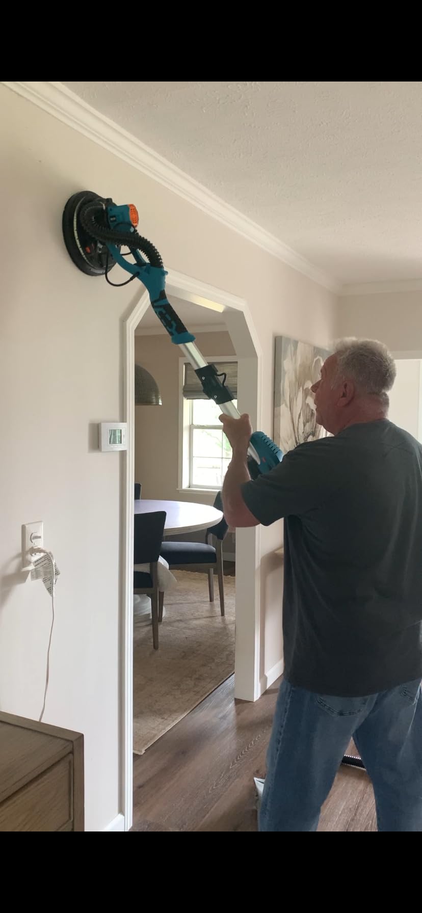 SEESII Cordless Drywall Sander with Vacuum, 900W 1900RPM 2x4.0Ah Battery, Popcorn Ceiling Remover Tool, Brushless Low Noise Variable Speed, Foldable Telescopic, LED, 12 Discs customer photo 2