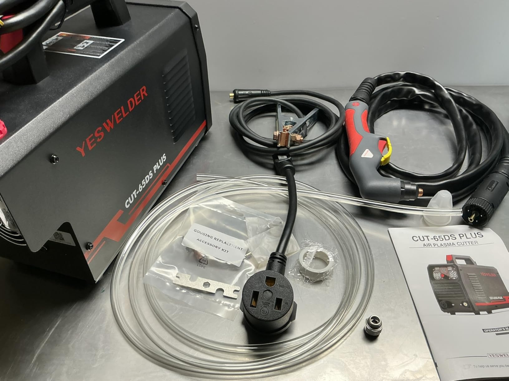 YESWELDER Plasma Cutter, 65Amp 110V/220V Non-High Frequency Non-Touch Pilot Arc 4-In-1 Plate Cutting/Grid Cutting/Gouging/Marking Multifunctional Plasma Cutting Machine CUT-65DS PLUS customer photo 2