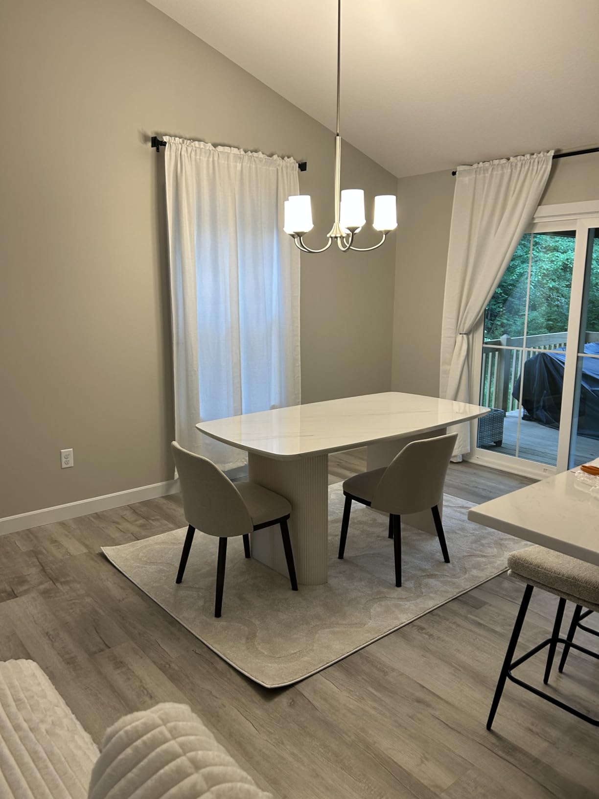 COLAMY Upholstered Dining Chairs Set of 4, Modern Kitchen Chairs with Back, Fabric Side Dining Room Chairs with Wood Legs for Kitchen Dining Room Restaurant, Beige customer photo 1