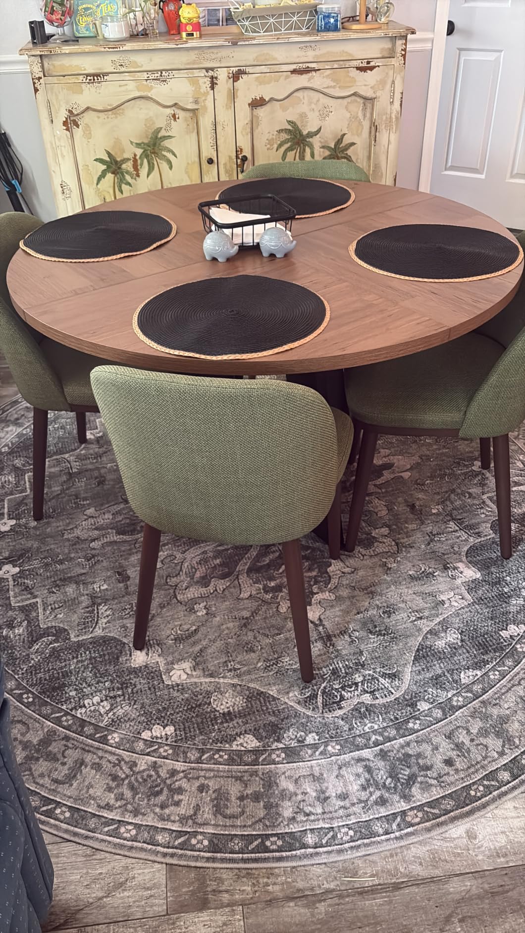 COLAMY Upholstered Dining Chairs Set of 4, Modern Kitchen Chairs with Back, Fabric Side Dining Room Chairs with Wood Legs for Kitchen Dining Room Restaurant, Beige customer photo 2
