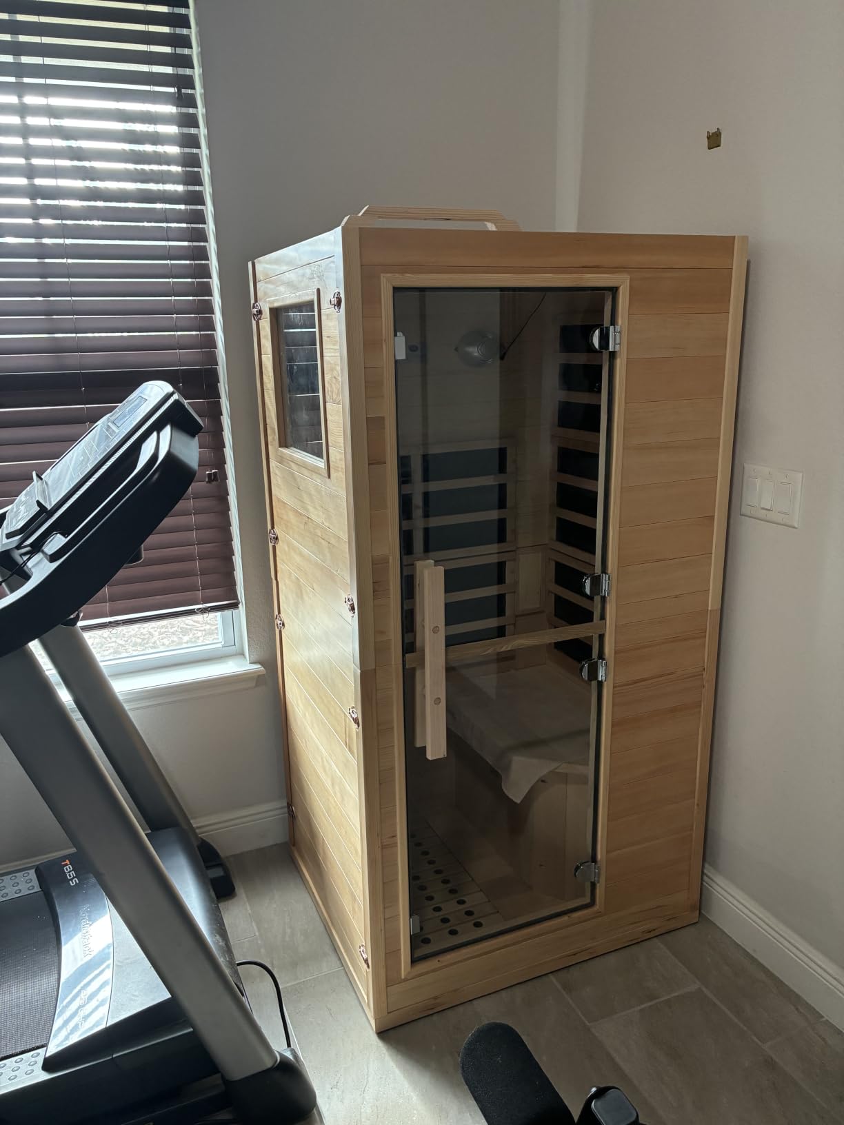 2-3 Person Far Infrared Sauna for Home - 11 Low EMF Carbon Fiber Heat with Bluetooth & Chromotherapy, Natural Canadian Hemlock Wood Indoor Spa for Bedroom, Apartment, Gym, Gift (110V, 2100W) customer photo 1