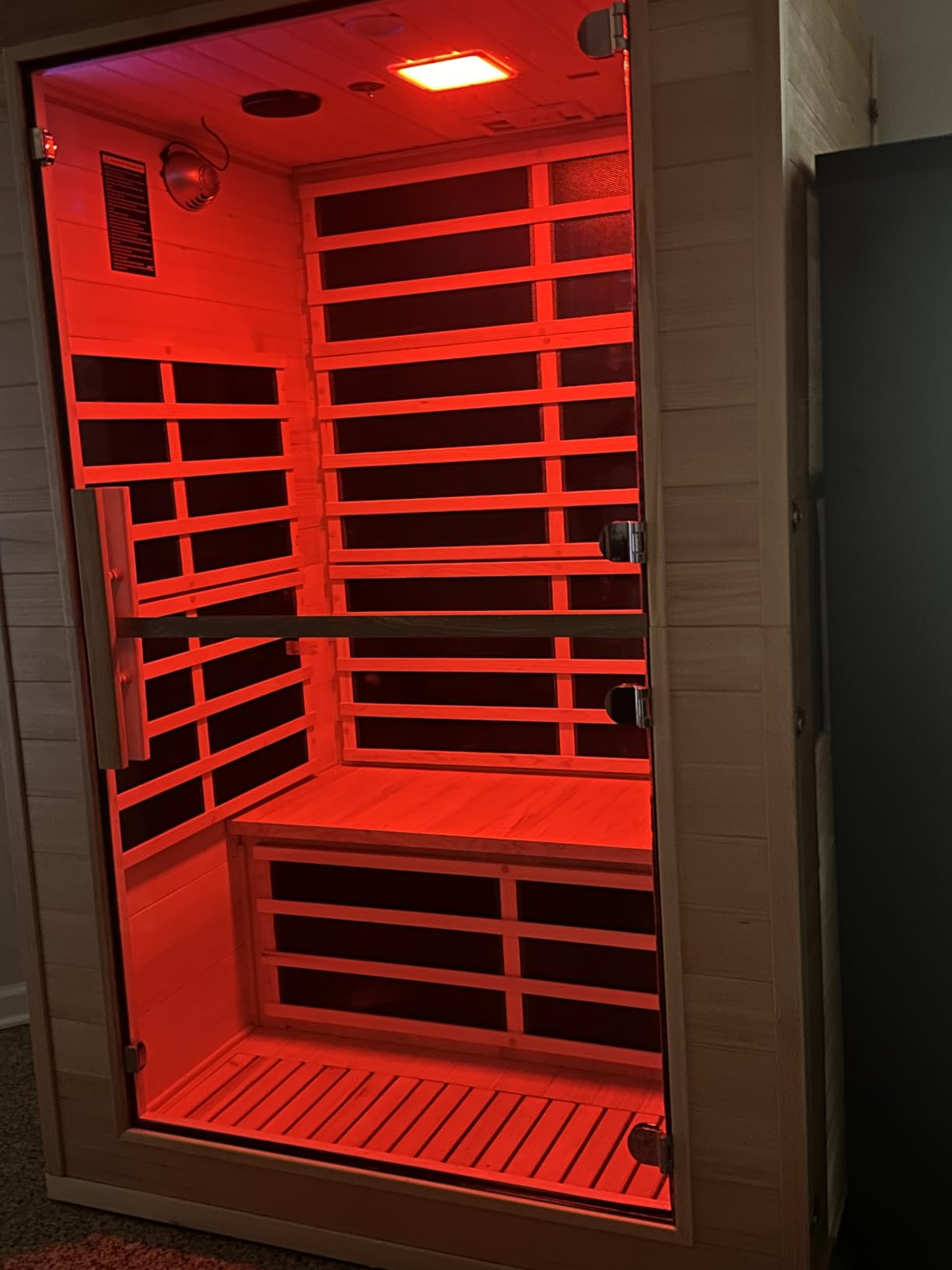 2 Person Far Infrared Sauna with Smart APP Control, Hemlock Wood Indoor Dry Sauna Room, Low EMF 2000W Fast Heating Home Sauna with Chromotherapy, Bluetooth Speakers for Home Spa Relaxation customer photo 1