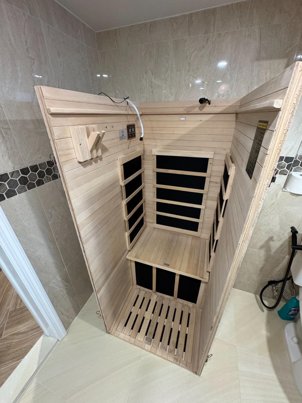2 Person Far Infrared Sauna with Smart APP Control, Hemlock Wood Indoor Dry Sauna Room, Low EMF 2000W Fast Heating Home Sauna with Chromotherapy, Bluetooth Speakers for Home Spa Relaxation customer photo 2