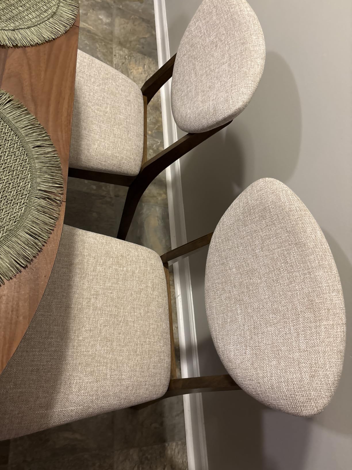 Best Choice Products Wooden Dining Chairs, Wood Mid-Century Modern Upholstered Side Chairs, Farmhouse Cushioned Dining Chairs Set of 4 for Dining Room - Walnut/Cream customer photo 2