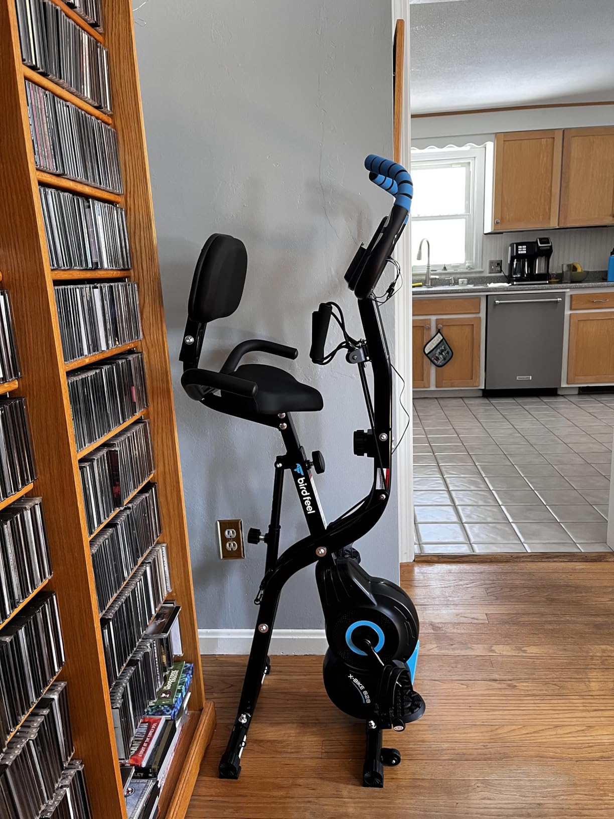 Foldable Exercise Bike, Multifunctional Indoor Stationary Bikes for Home with 8-Level Magnetic Resistance, Quiet Workout Bike with Arm Resistance Bands, LCD Monitor, 300LBS Capacity customer photo 1