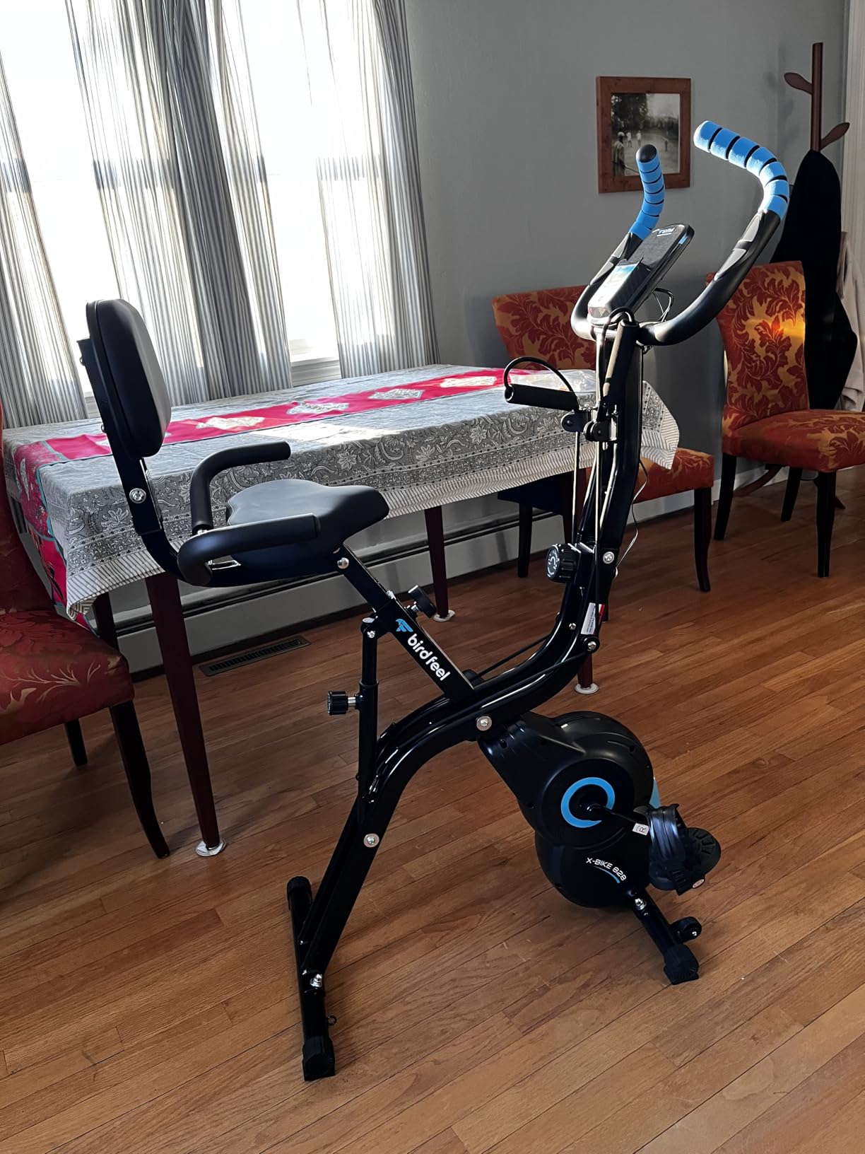 Foldable Exercise Bike, Multifunctional Indoor Stationary Bikes for Home with 8-Level Magnetic Resistance, Quiet Workout Bike with Arm Resistance Bands, LCD Monitor, 300LBS Capacity customer photo 2