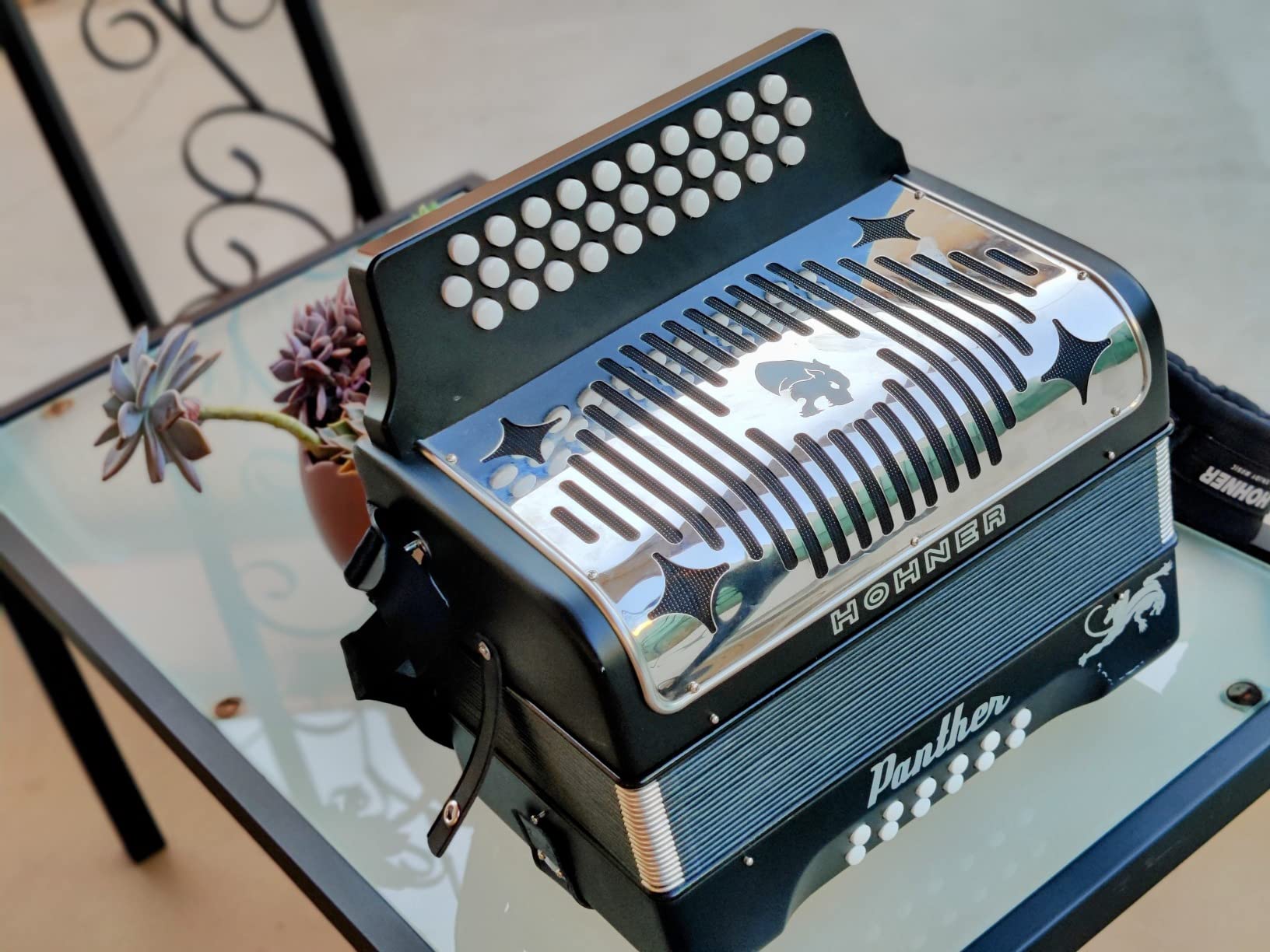 Hohner Panther G/C/F 3-Row Diatonic Accordion - Black customer photo 2