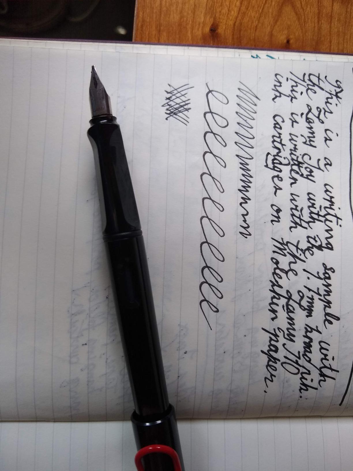 Lamy joy black - calligraphy fountain pen with ergonomic grip & polished steel nib in line width 1.1 mm - Calligraphy Fountain Pen with ribbon nib - incl. ink cartridge T 10 blue customer photo 1