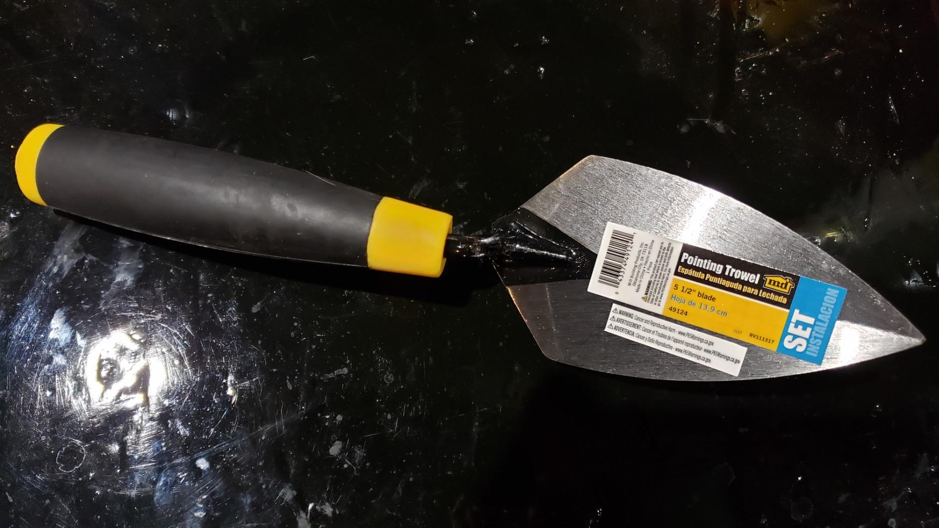 MD Building Pointing Trowel, Mortar Tool, Black/Yellow, 2-7/8in x 5-1/2in | Stainless Steel Blade, Ergonomic TPR Grip, Narrow Pointed Tip, Mortar Joint Shaping customer photo 1