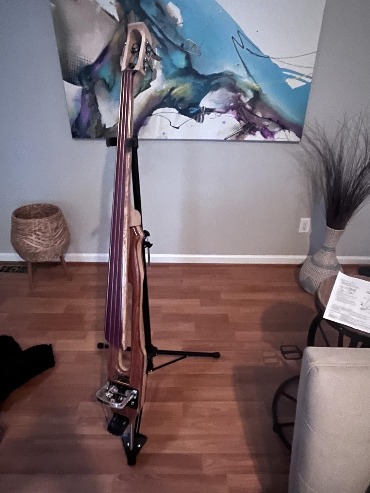 K&M Konig & Meyer 14160.000.55 Electric Double Bass Stand Adjustable Height | Flex Up or Down Support Bracket | V-Shaped End Pin Base | Compact Fold | German Made Black customer photo 2