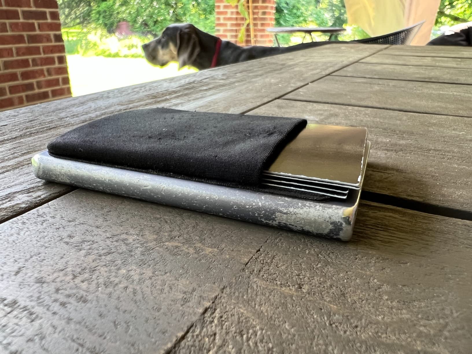 Reddot Award winning Card Protector in titanium color, Very Slim Credit Card Holder / wallet with RFID protection, with one click all 6 cards slide out gradually customer photo 2
