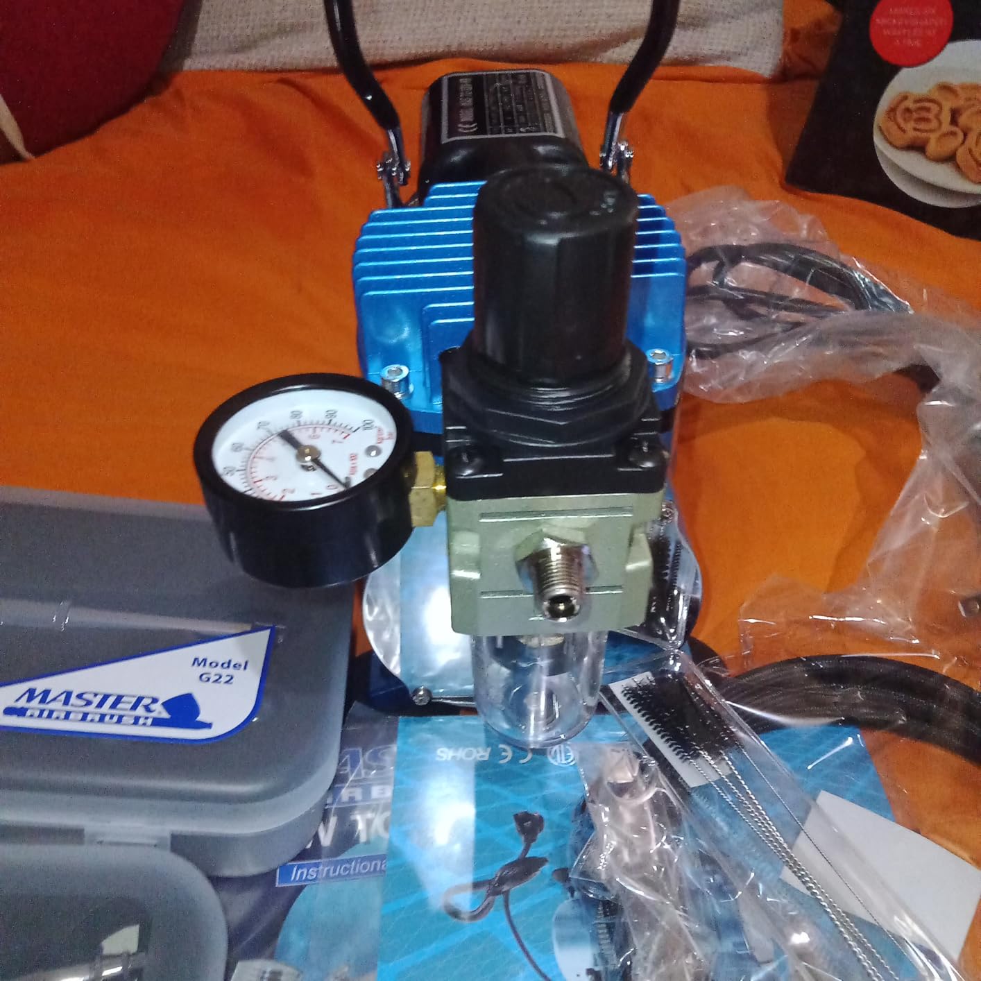 Master Airbrush Cool Runner II Airbrush Kit with Dual Fan Air Compressor, 3 Airbrushes, Cleaning Brushes, Holder, Color Mixing Wheel & How-To Air Brush Manual, Gravity & Siphon Feed customer photo 1