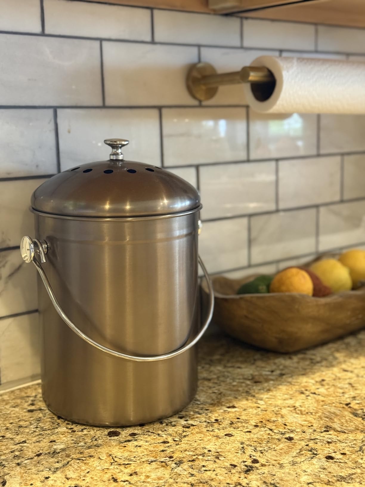 Epica Kitchen Compost Bin for Kitchen Countertops, 1.3 Gallon - Silver customer photo 2