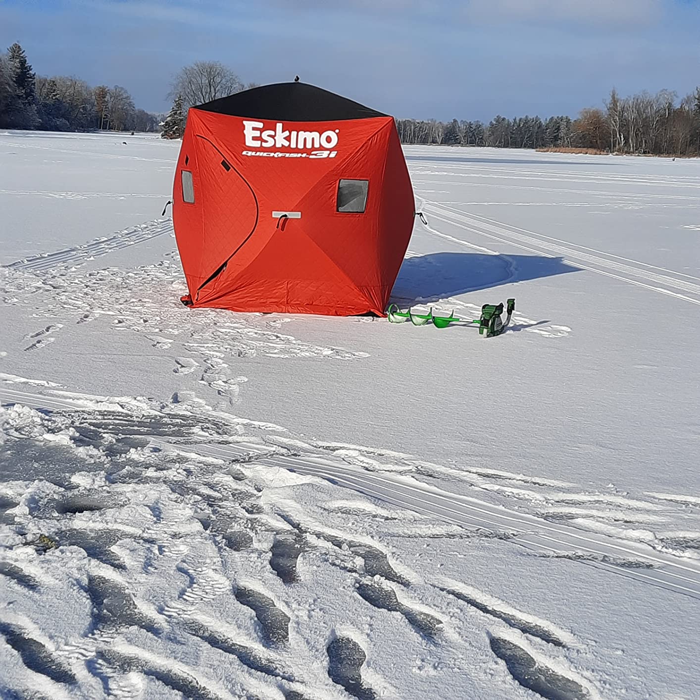 Eskimo 69445 Quickfish 3i Insulated Pop-Up Portable Hub-Style Ice Fishing Shelter, 34 Square Feet of Fishable Area, 3 Person Shelter, Red customer photo 1