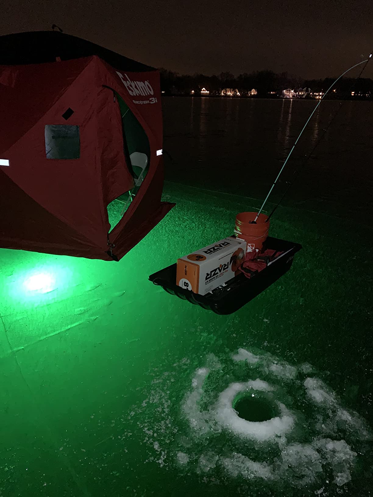 Eskimo 69445 Quickfish 3i Insulated Pop-Up Portable Hub-Style Ice Fishing Shelter, 34 Square Feet of Fishable Area, 3 Person Shelter, Red customer photo 2
