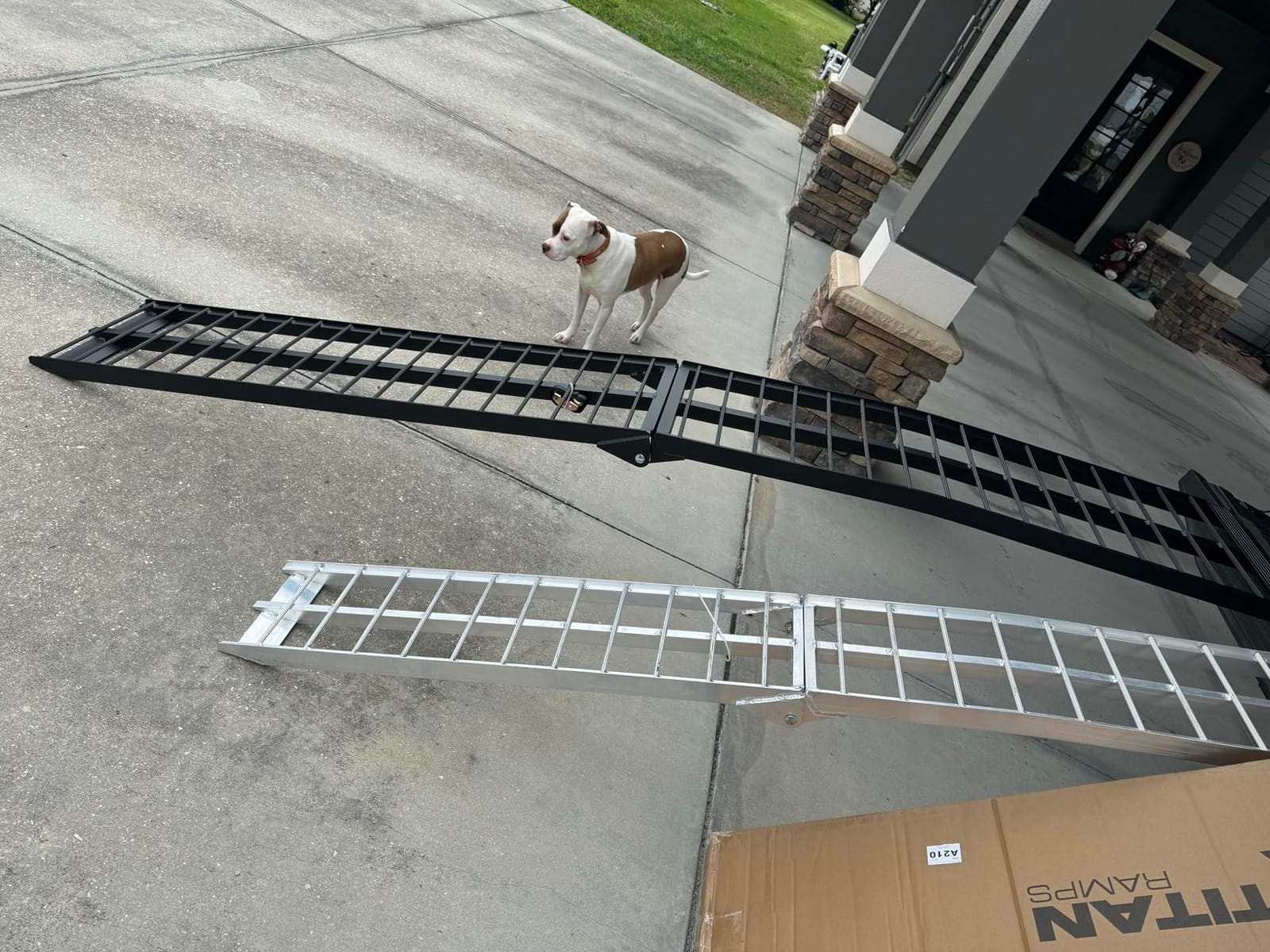 Titan Ramps 10 Foot Folding Motorcylce Loading Ramp, Arched Aluminum Design, Portable and Heavy Duty with 800 Pound Weight Capacity, Black customer photo 1