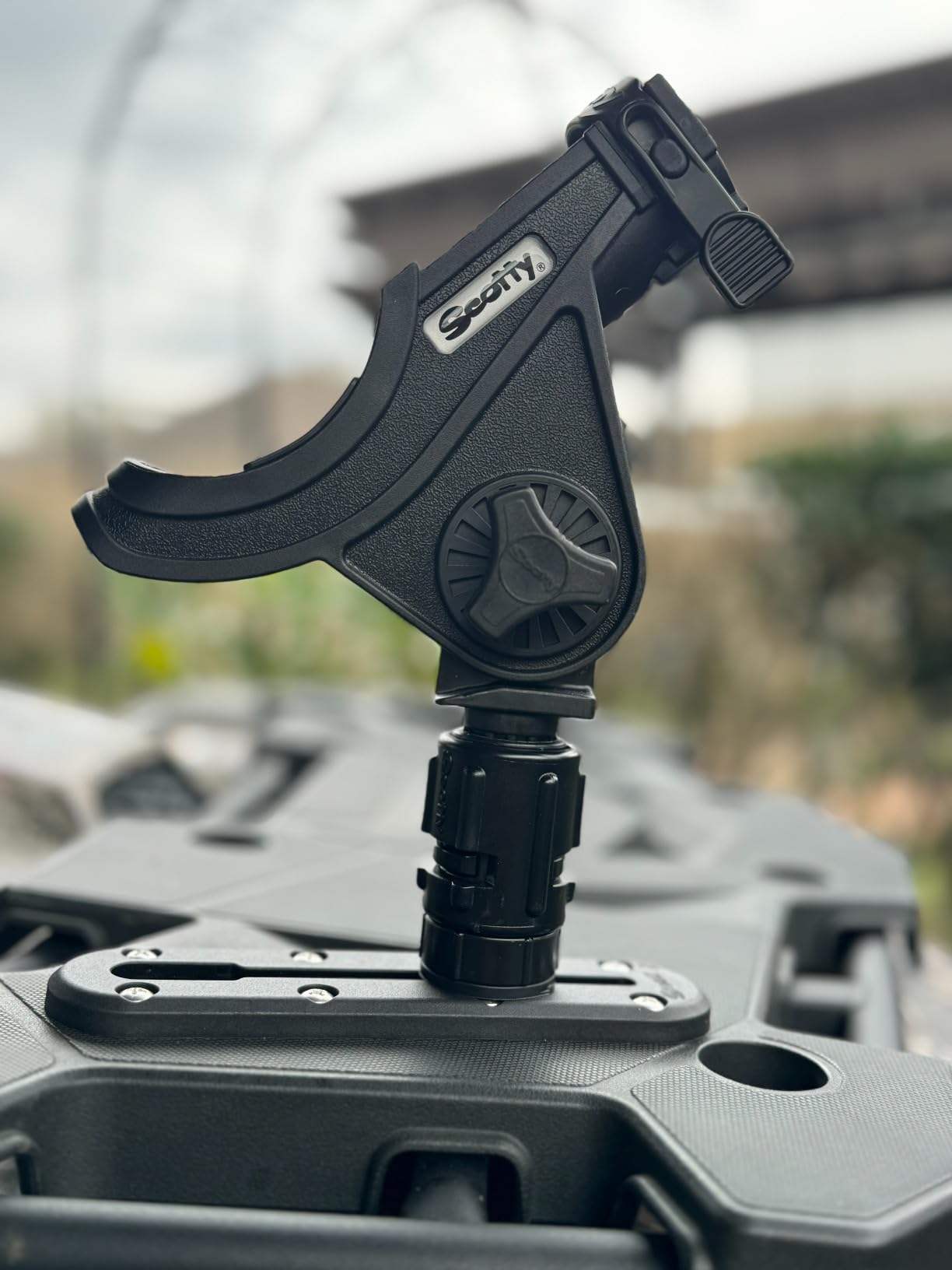 Scotty 0282-BK Baitcaster Rod Holder with Gearhead & Track | Easily Install on Any Small Watercraft customer photo 2