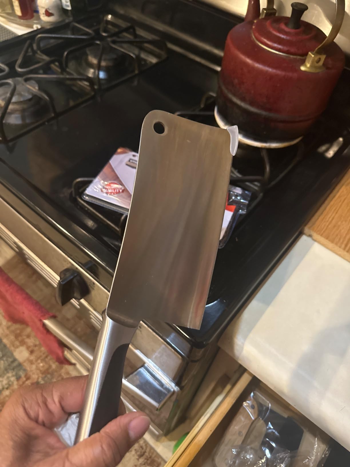 Utopia Kitchen Meat Cleaver Knife 7 Inch Bone Chopper Stainless Steel | Butcher Knife, Vegetable and Bone Chopping, Multipurpose Kitchen Use, Durable Blade, Chef Grade customer photo 2