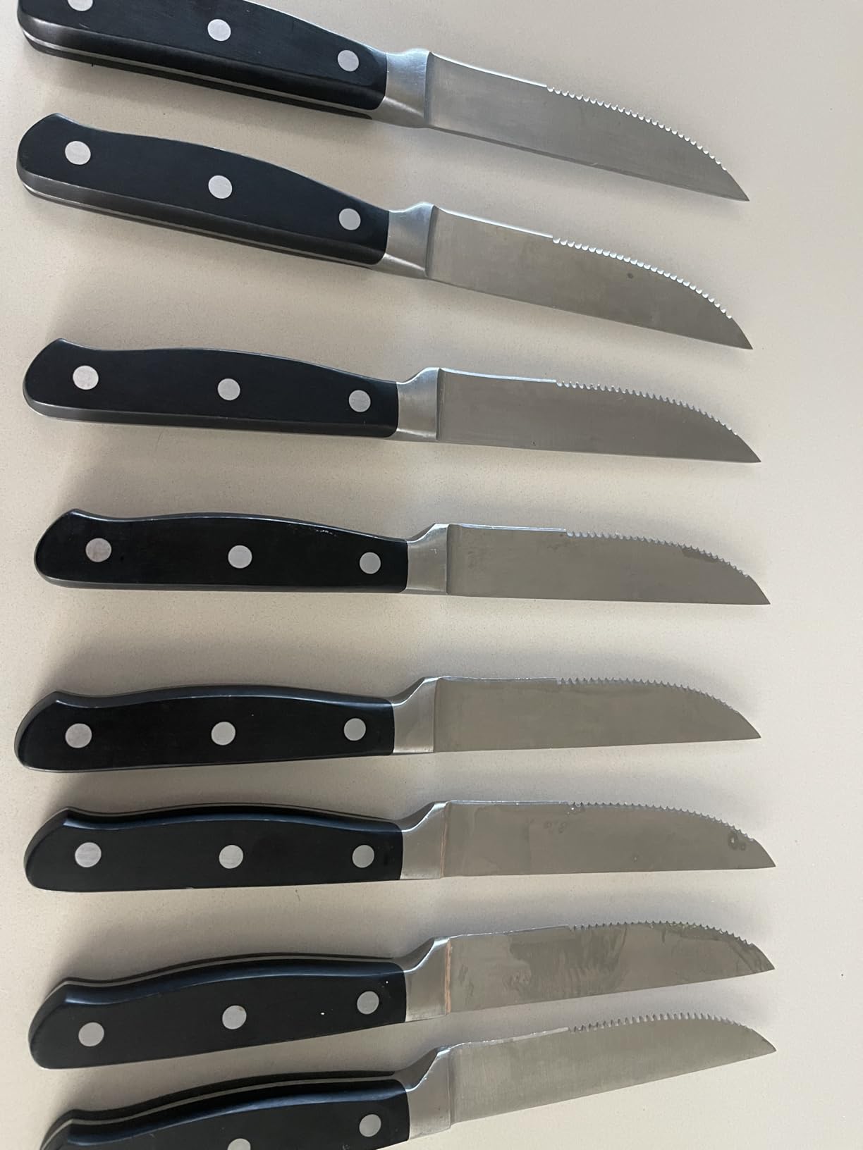 Amazon Basics 8-Piece Full Tang Stainless Steel Serrated Steak Knife Set, 4.5 inch, Black customer photo 2