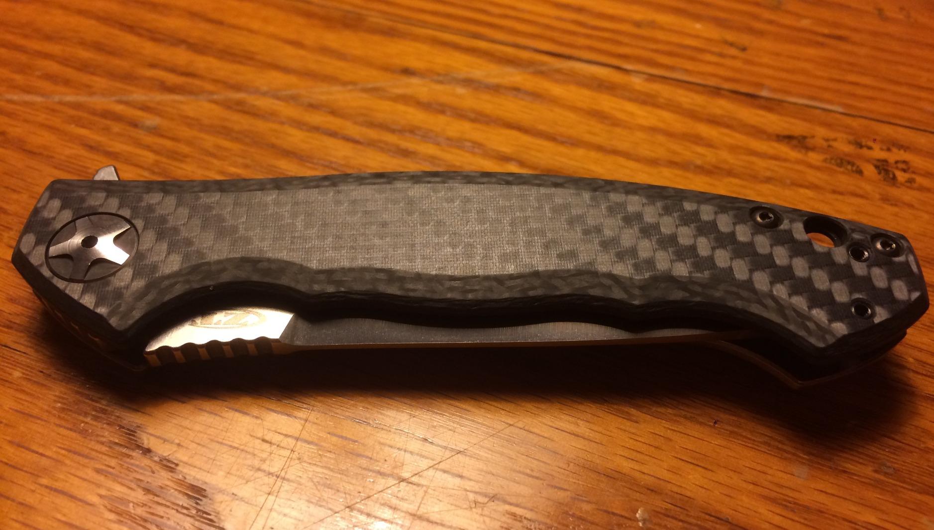 Zero Tolerance 0452CF; Pocket Knife with Dual-Finished S35VN Steel Blade, Front and Titanium Back Handle Scales, KVT Ball-Bearing Opening, Frame Lock, Deep-Carry Pocketclip; 4.6 OZ.,Large customer photo 1
