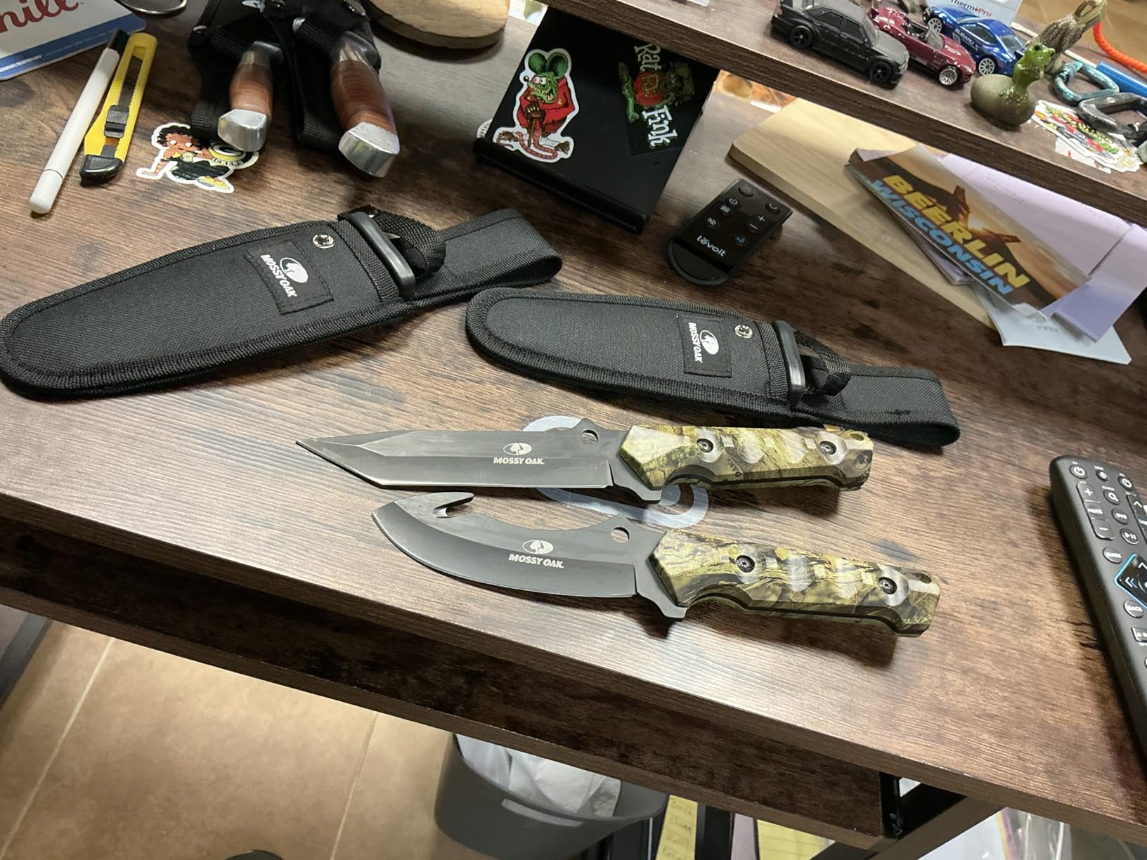 Mossy Oak Fixed Blade Hunting Knife Set - 2 Piece, Full Tang Handle Straight Edge and Gut Hook Blades Game Processing Knife, Sheath Included customer photo 2