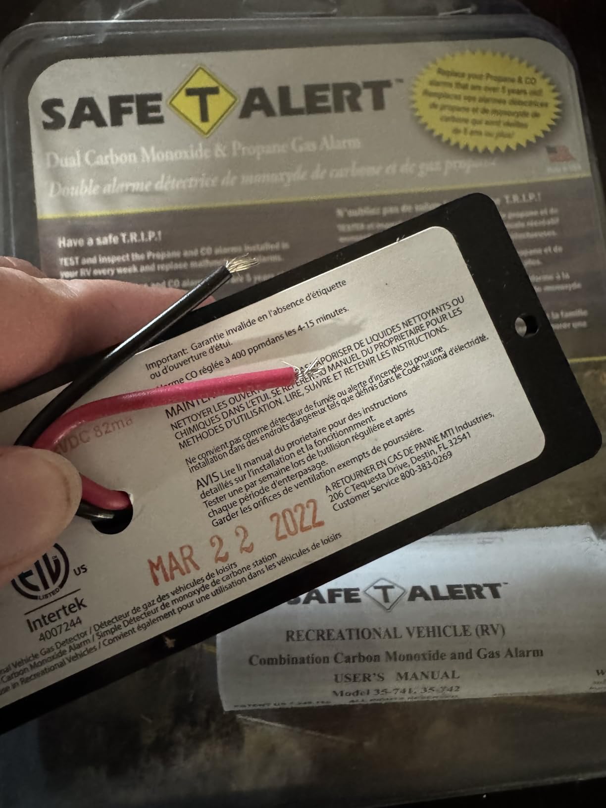 Safe T Alert 35 Series Dual LP/CO Alarm - Propane and Carbon Monoxide Alarm - Surface Mount, Black - 35-741-BL customer photo 2