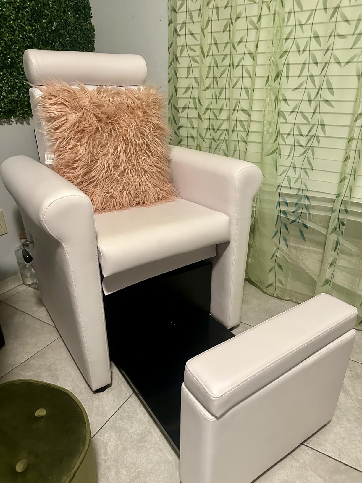 Buy-Rite Mona Lisa Plumb-Free Pedicure Chair Black Retractable Base | Plush Padded Upholstery, Fits Most Portable Footbaths, Reclining Back, Lockable Footrest, Retractable Storage Base For Salons customer photo 1