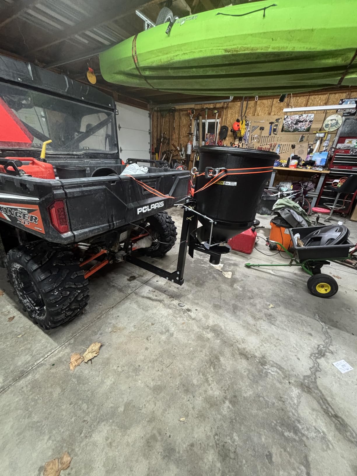Buyers Products UTVS16 UTV/ ATV Broadcast Spreader, 150 lb Capacity, Receiver Hitch Mount, for Salt, Grass, Seed, Fertilizer & Feed, Adjustable Flow Gate, 12V Motor, Poly Hopper w/ Lid, All-Season Use customer photo 2