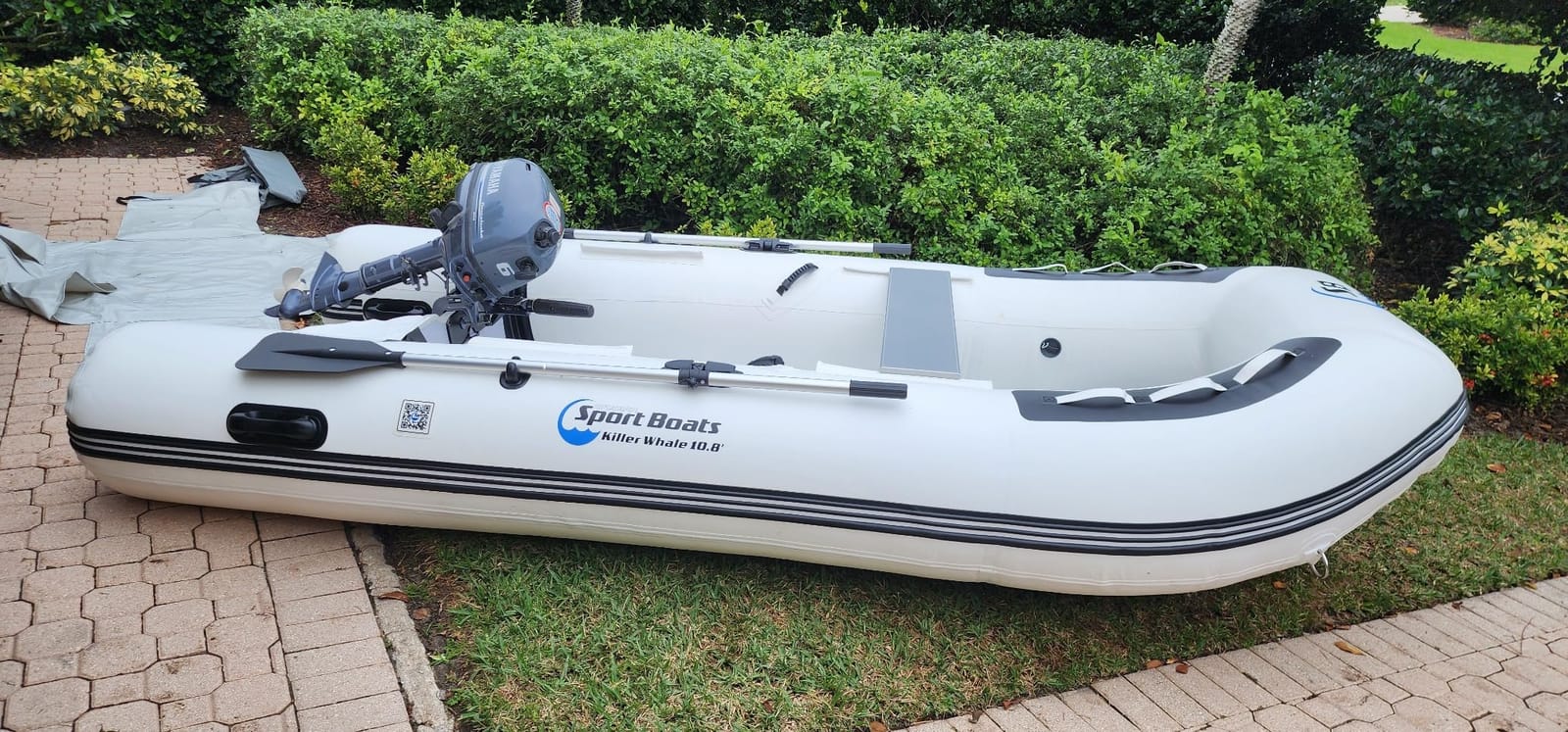 Killer Whale 10.8' Inflatable Dinghy | Aluminum Floor Dinghy with Durable Heat-Welded PVC | 5 Person Inflatable Dinghy | 15HP Motor Ready | 1,268 lb max load customer photo 1