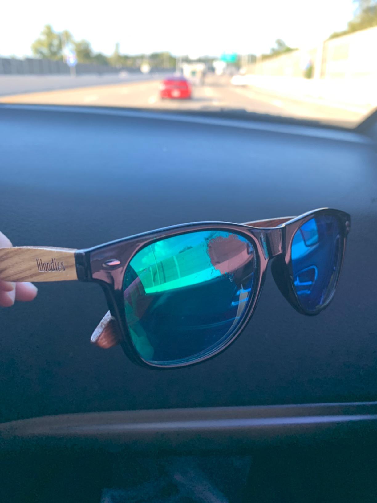 Woodies Zebra Wood Sunglasses with Green Mirrored Polarized Lenses customer photo 1
