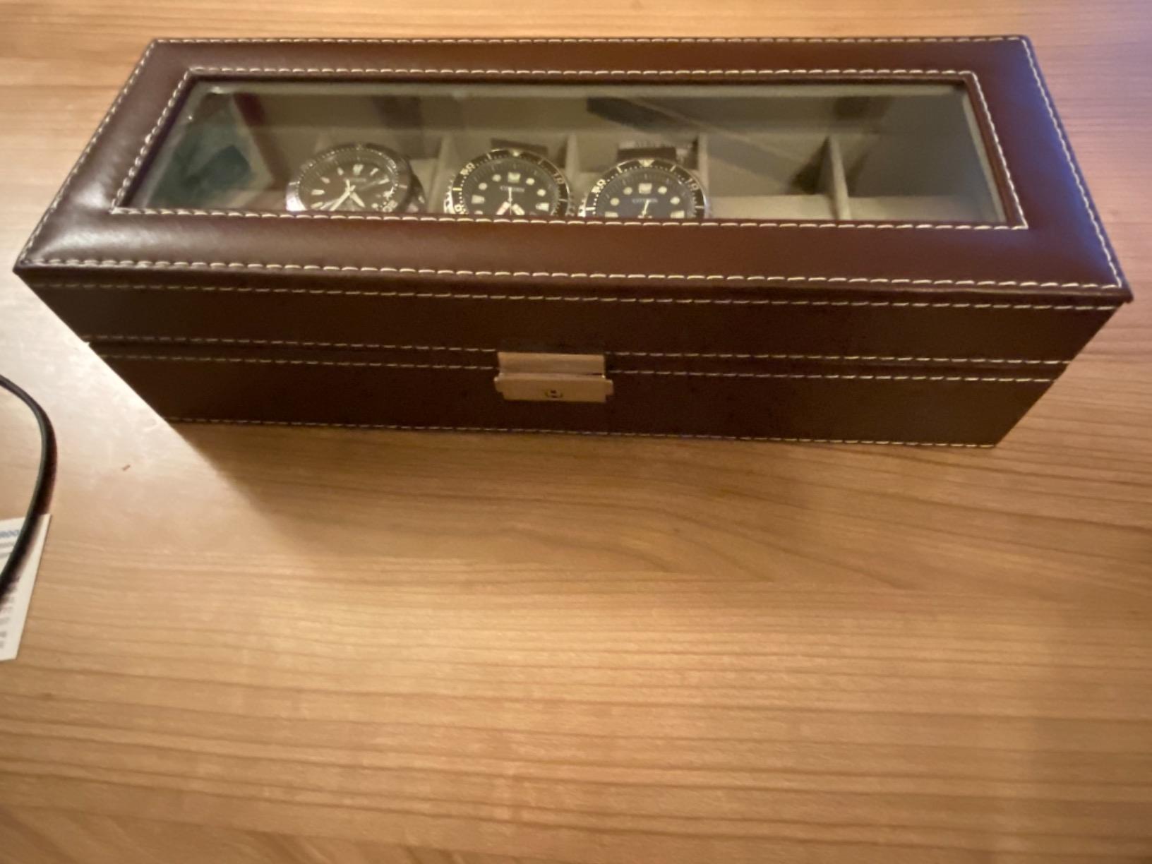 NEX 6 Slots Watch Box Organizer for Men, Black Watch Holder Stand Display Storage Case customer photo 1
