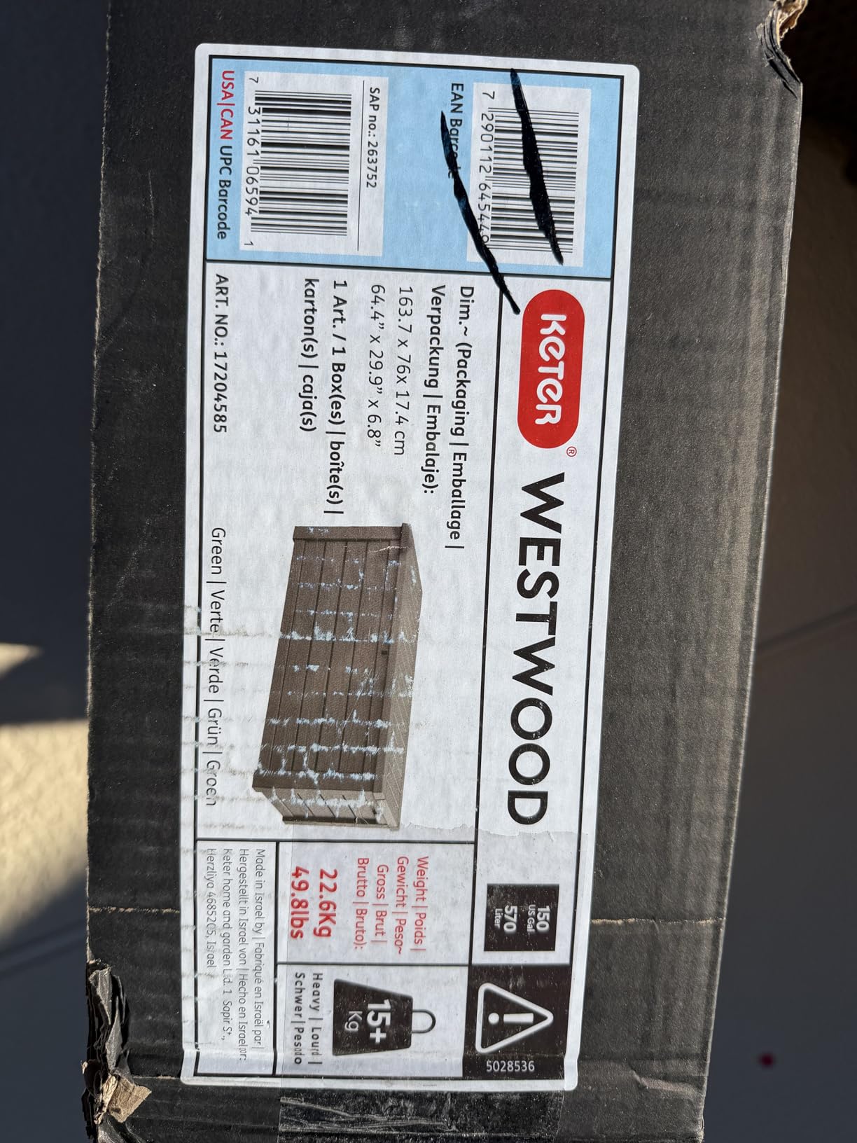 Keter Westwood 150 Gal Outdoor Storage Box for Patio and Pool Accessories | Brown, Resin, Large, Weatherproof, Lockable, Hydraulic Pistons, Easy Assembly customer photo 2