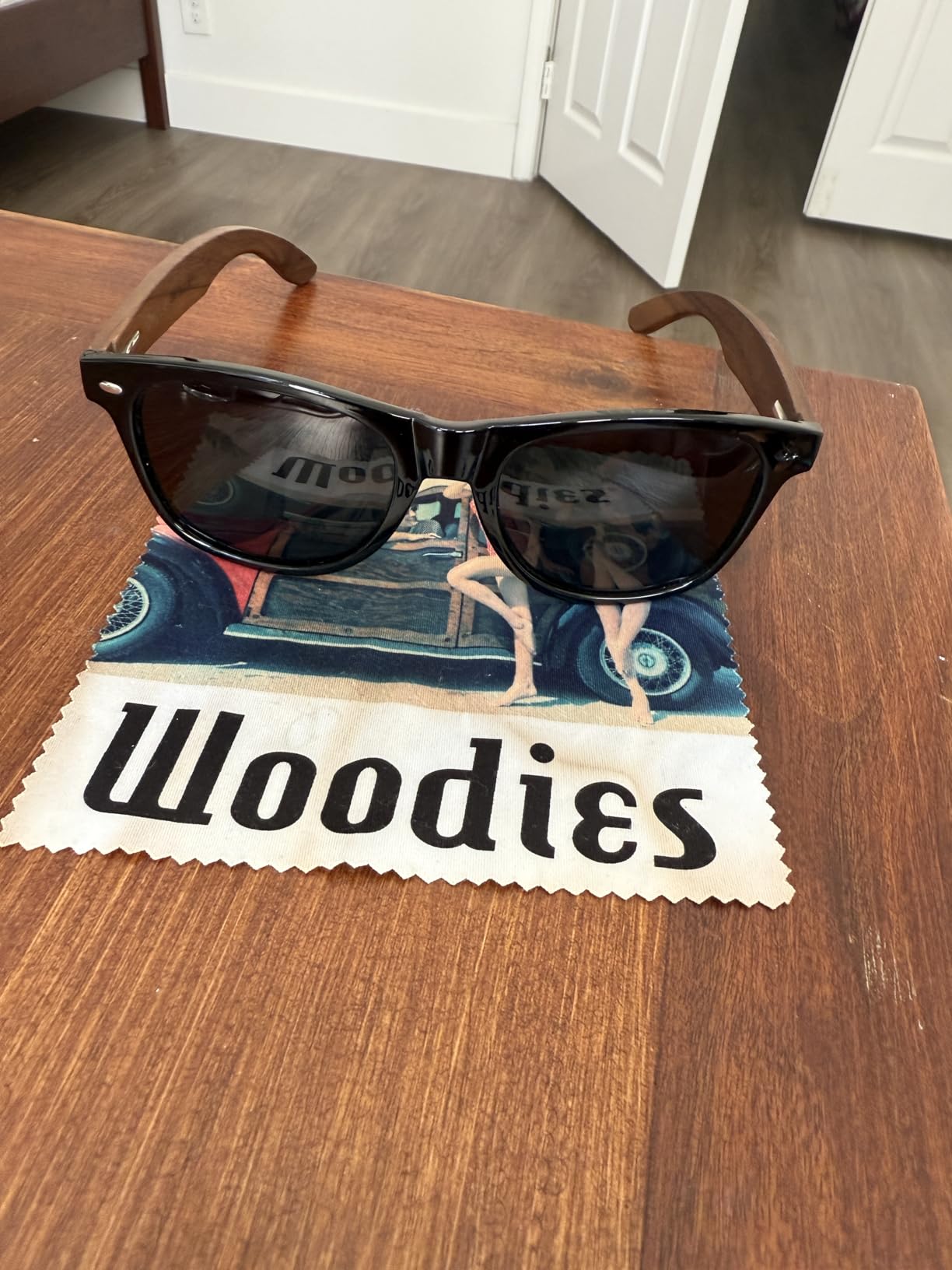 Woodies Walnut Wood Sunglasses with Black Polarized Lenses customer photo 2