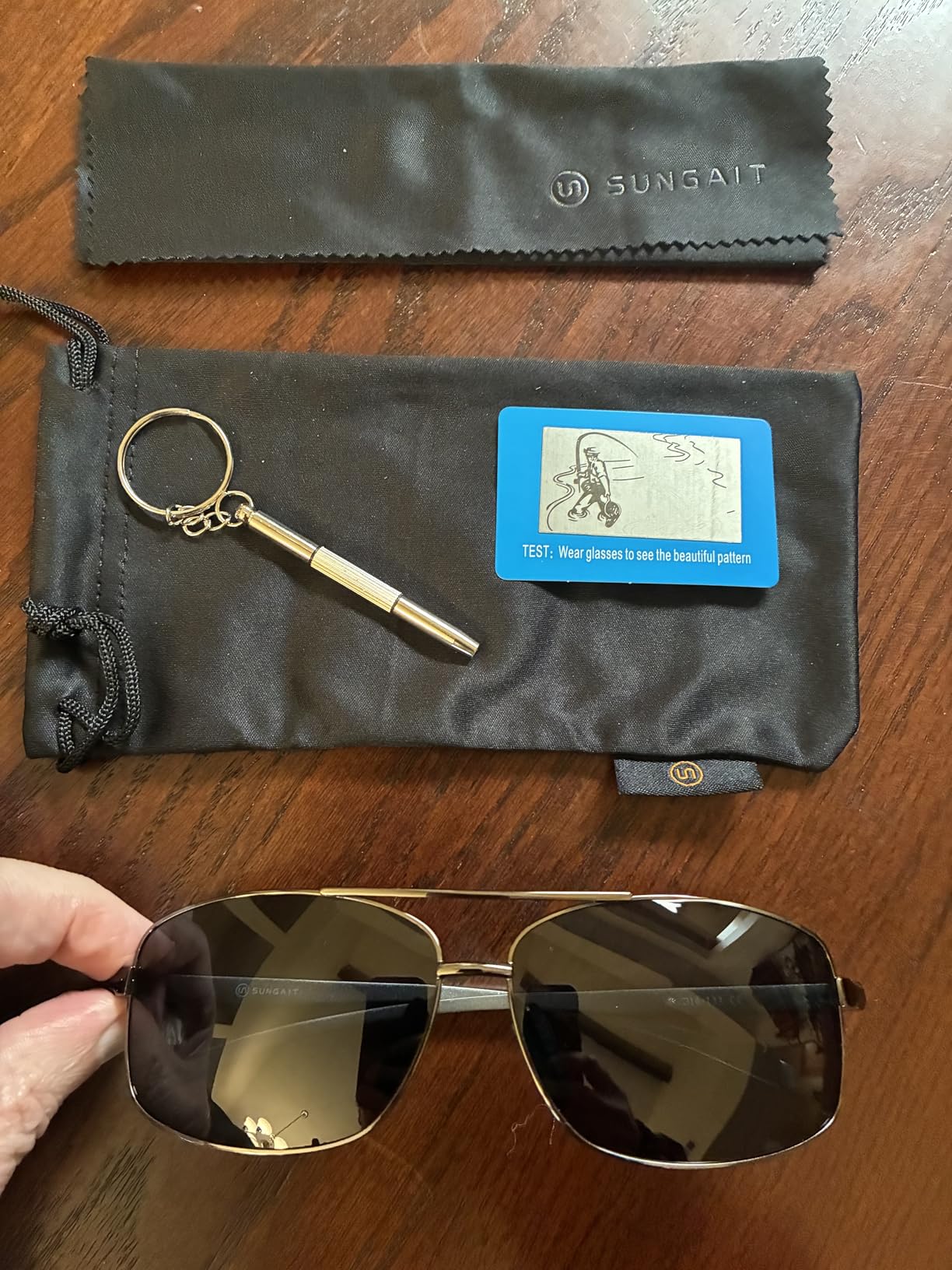 SUNGAIT Ultra Lightweight Rectangular Polarized Sunglasses Men UV400 Protection customer photo 1