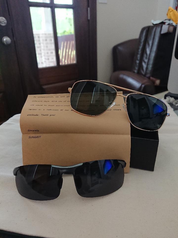 SUNGAIT Ultra Lightweight Rectangular Polarized Sunglasses Men UV400 Protection customer photo 2