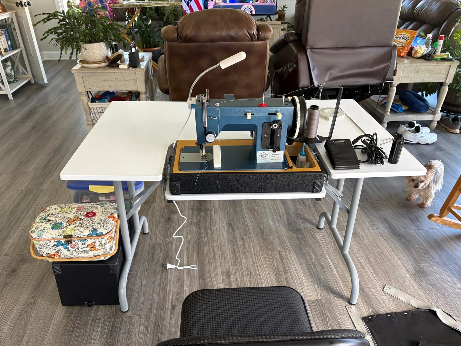 Sew Ready Folding Multipurpose Sewing & Craft Table w/ Machine Shelf, White customer photo 2