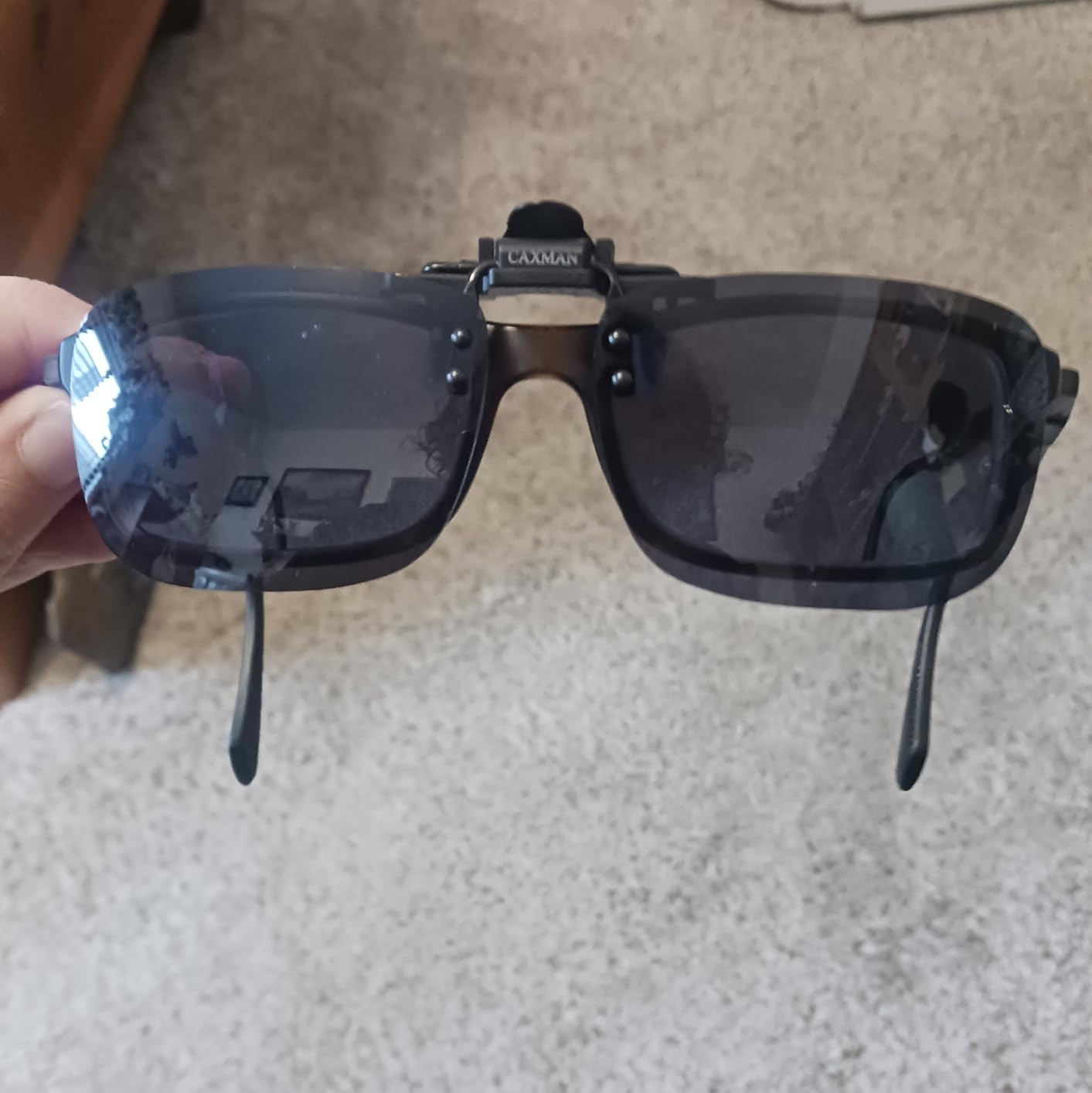 CAXMAN Polarized Clip-on Flip Up Metal Clip Rimless Sunglasses for Prescription Glasses customer photo 1